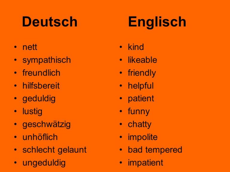 Wortschatz Adjektive (Charakter und Verhalten) - Deutsch-Coach.com