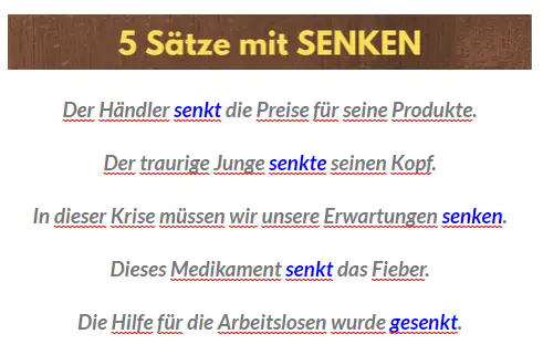 5 Sätze mit SENKEN - Deutsch-Coach.com